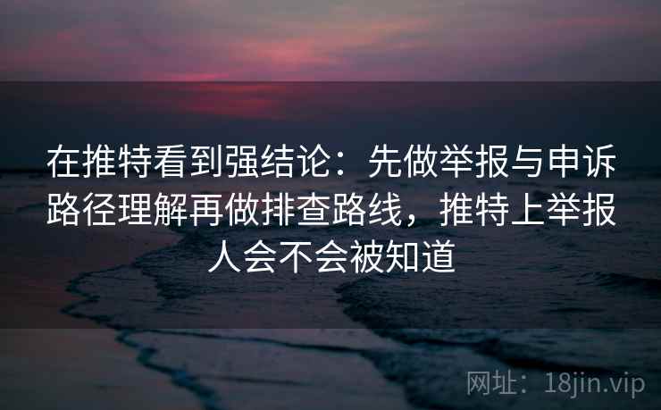 在推特看到强结论：先做举报与申诉路径理解再做排查路线，推特上举报人会不会被知道