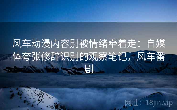 风车动漫内容别被情绪牵着走：自媒体夸张修辞识别的观察笔记，风车番剧
