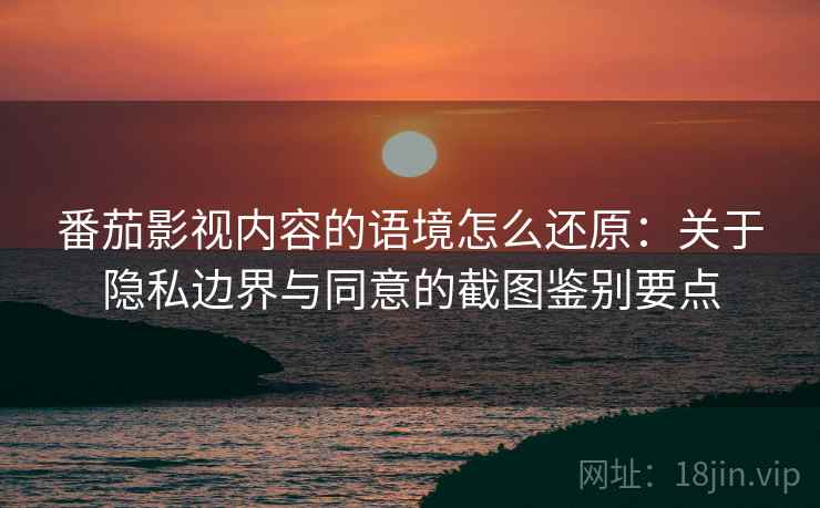 番茄影视内容的语境怎么还原:关于隐私边界与同意的截图鉴别要点 番茄影视内容的语境怎么还原:关于隐私边界与同意的截图鉴别要点